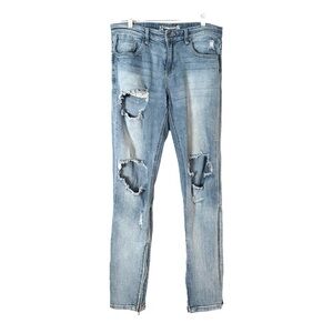 Crysp Denim Ripped Distressed Light Wash Mens Slim Jeans Size 32 x 32